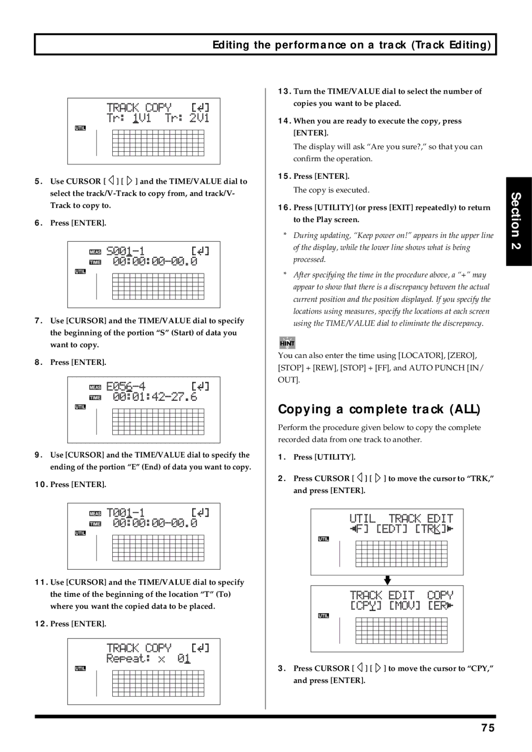 Roland BR-864 owner manual Copying a complete track ALL, 319d 