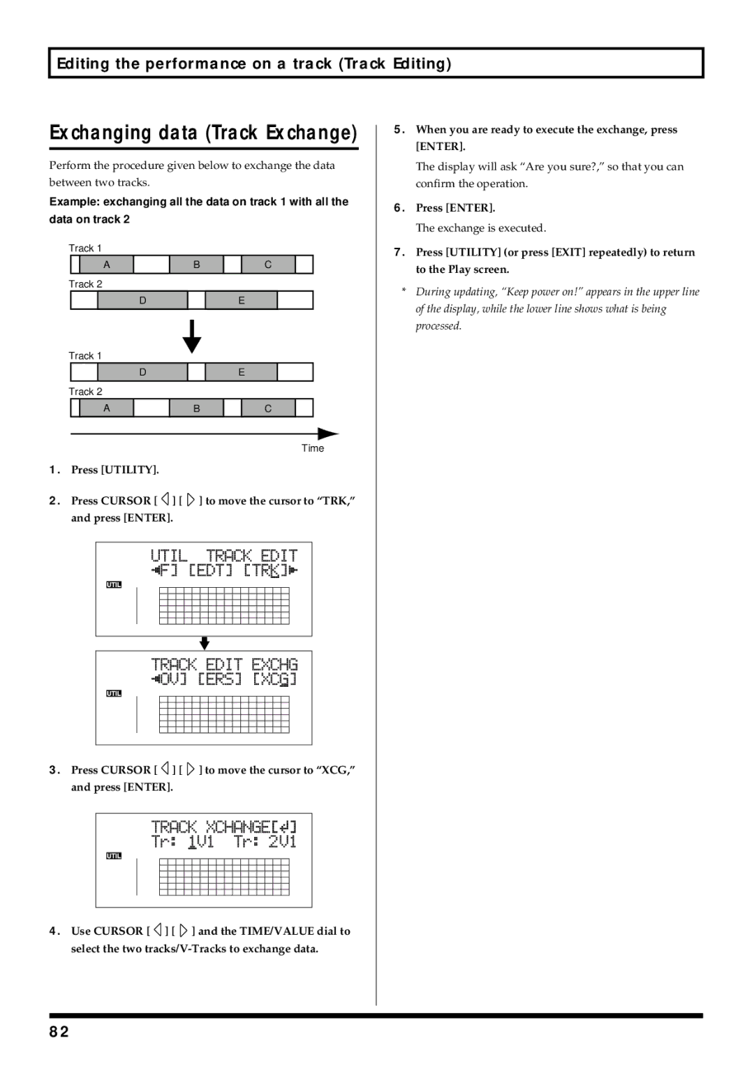 Roland BR-864 owner manual Exchanging data Track Exchange 