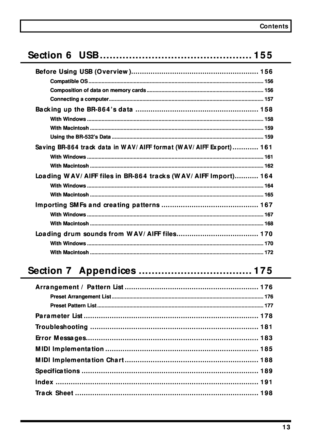 Roland BR-864 owner manual Section, Appendices 
