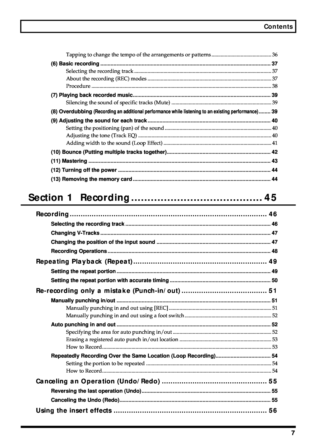 Roland BR-864 owner manual Recording 