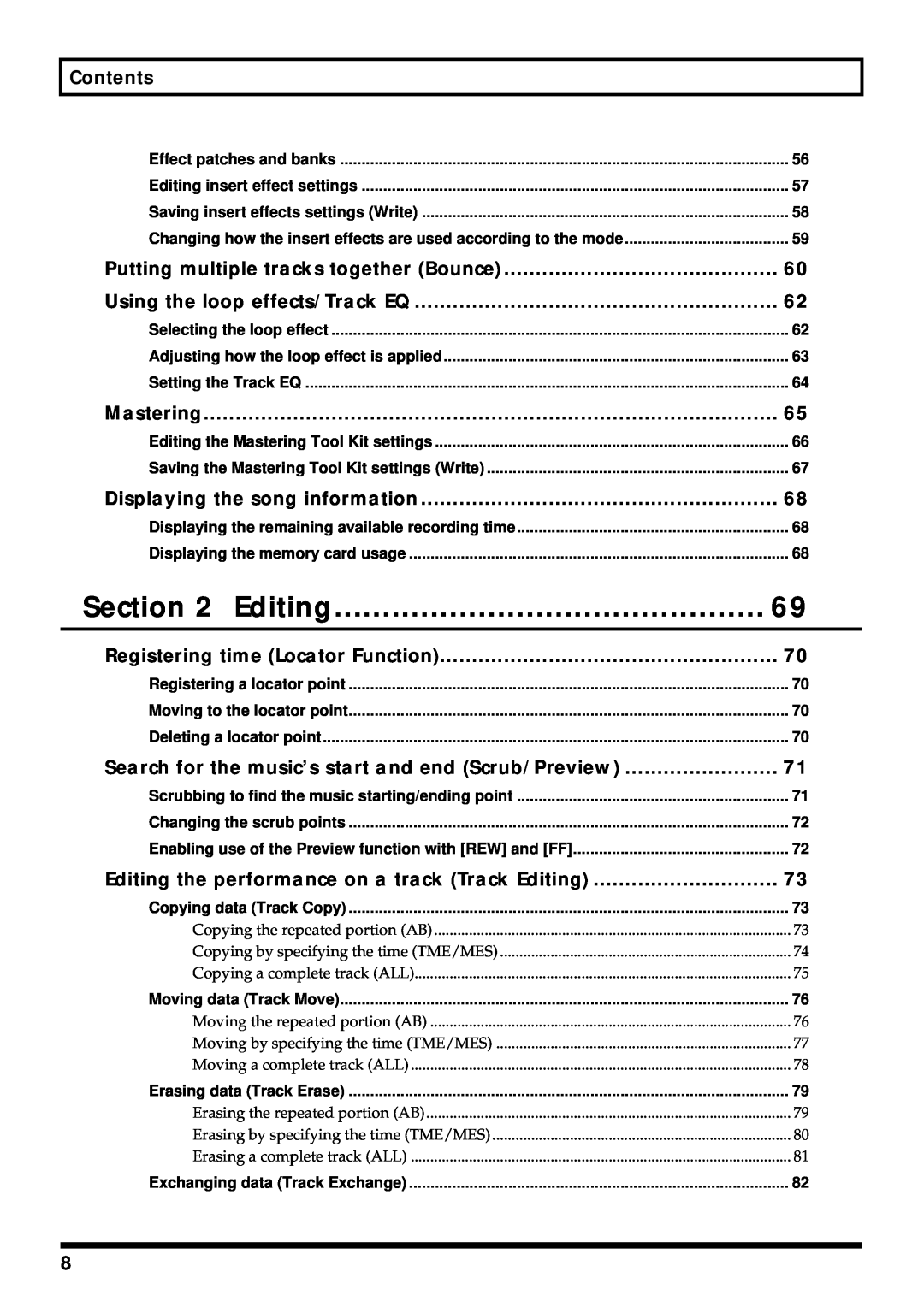 Roland BR-864 owner manual Editing 