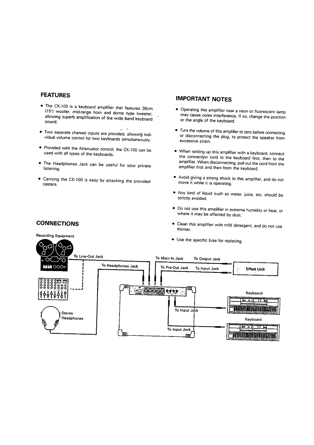 Roland CK-100 manual 