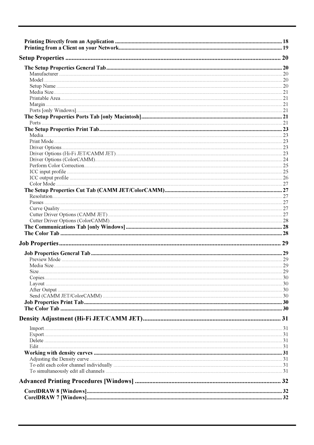 Roland COLORCHOICE user manual Setup Properties 