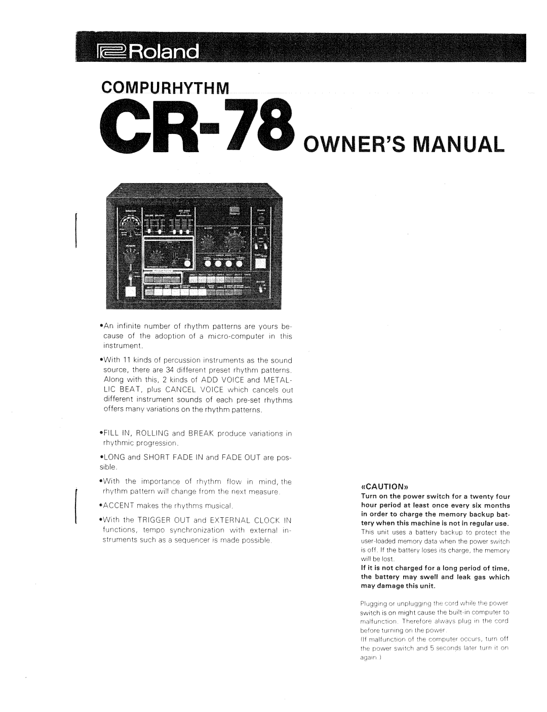 Roland CR-78 manual 