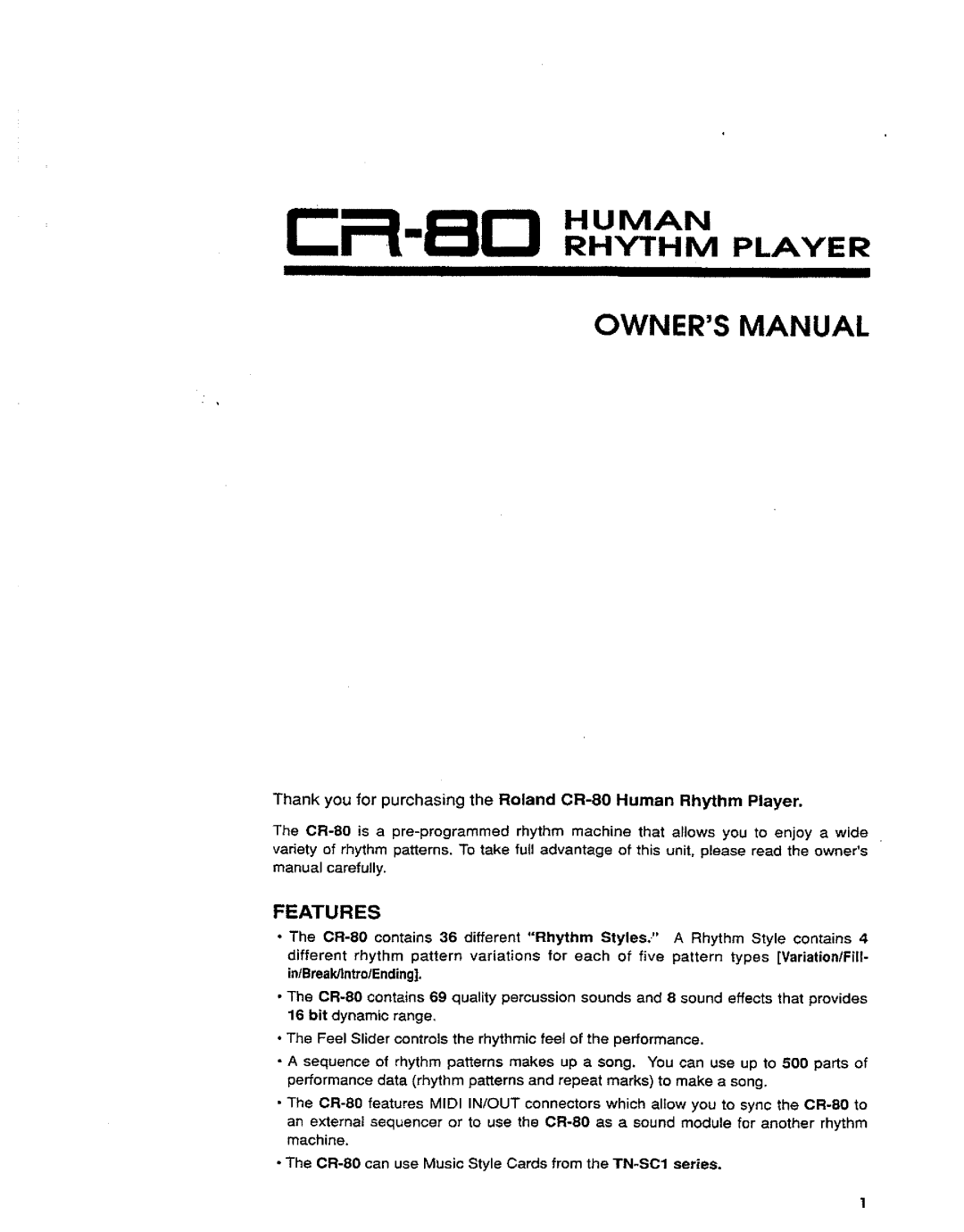 Roland cr-80 manual 