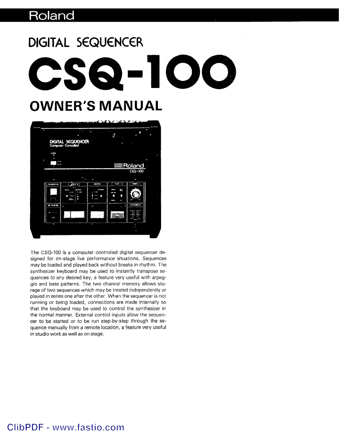 Roland csq-100 manual 