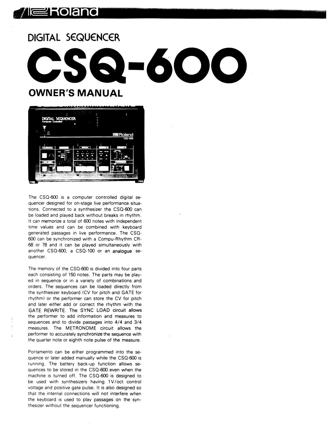 Roland CSQ-500 manual 