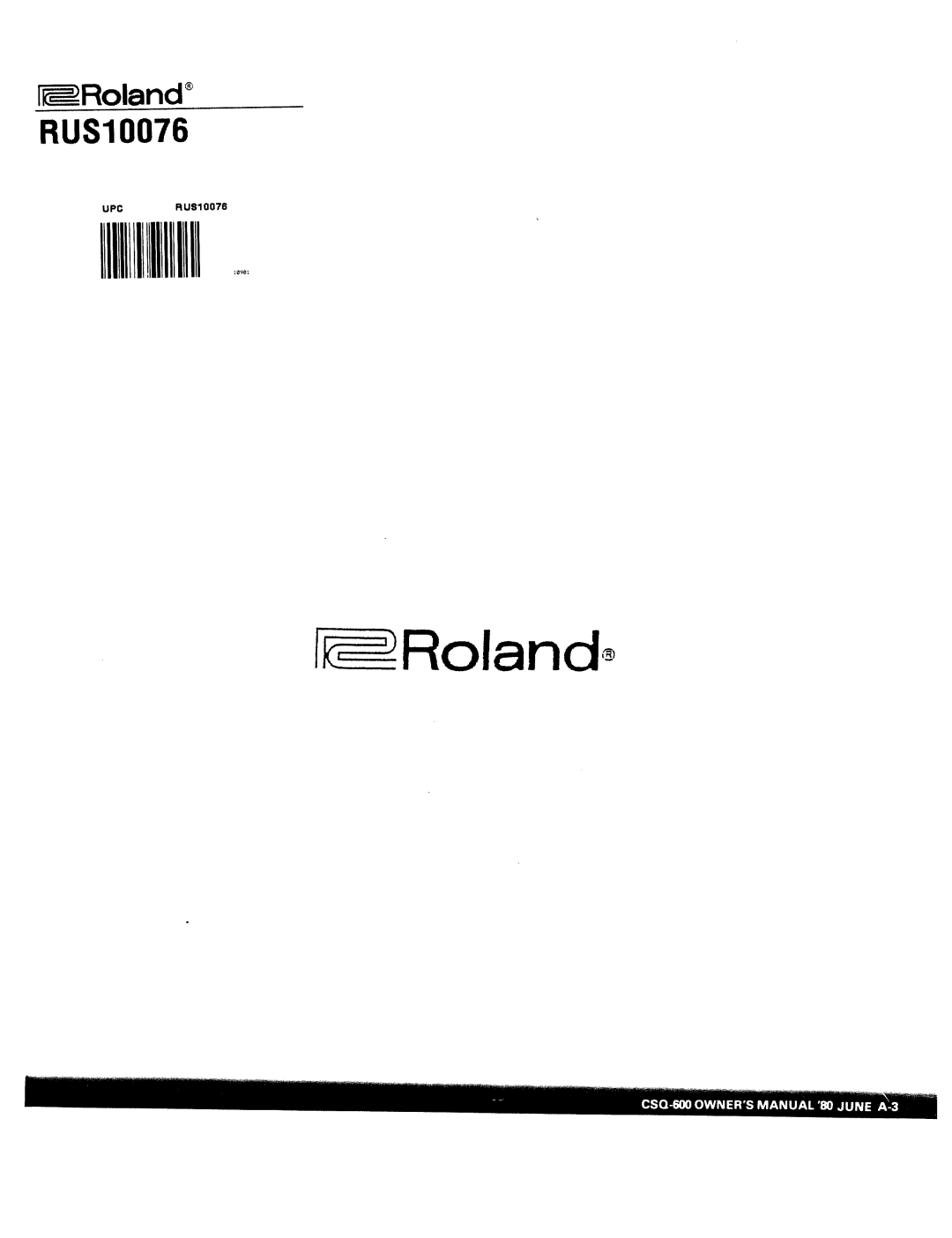 Roland CSQ-500 manual 