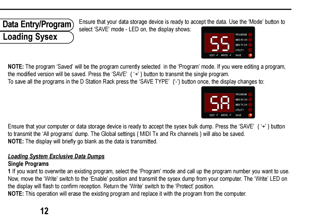 Roland D Station user manual Loading System Exclusive Data Dumps, Single Programs 