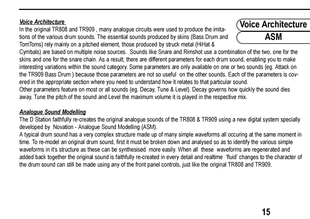 Roland D Station user manual Voice Architecture, Analogue Sound Modelling 