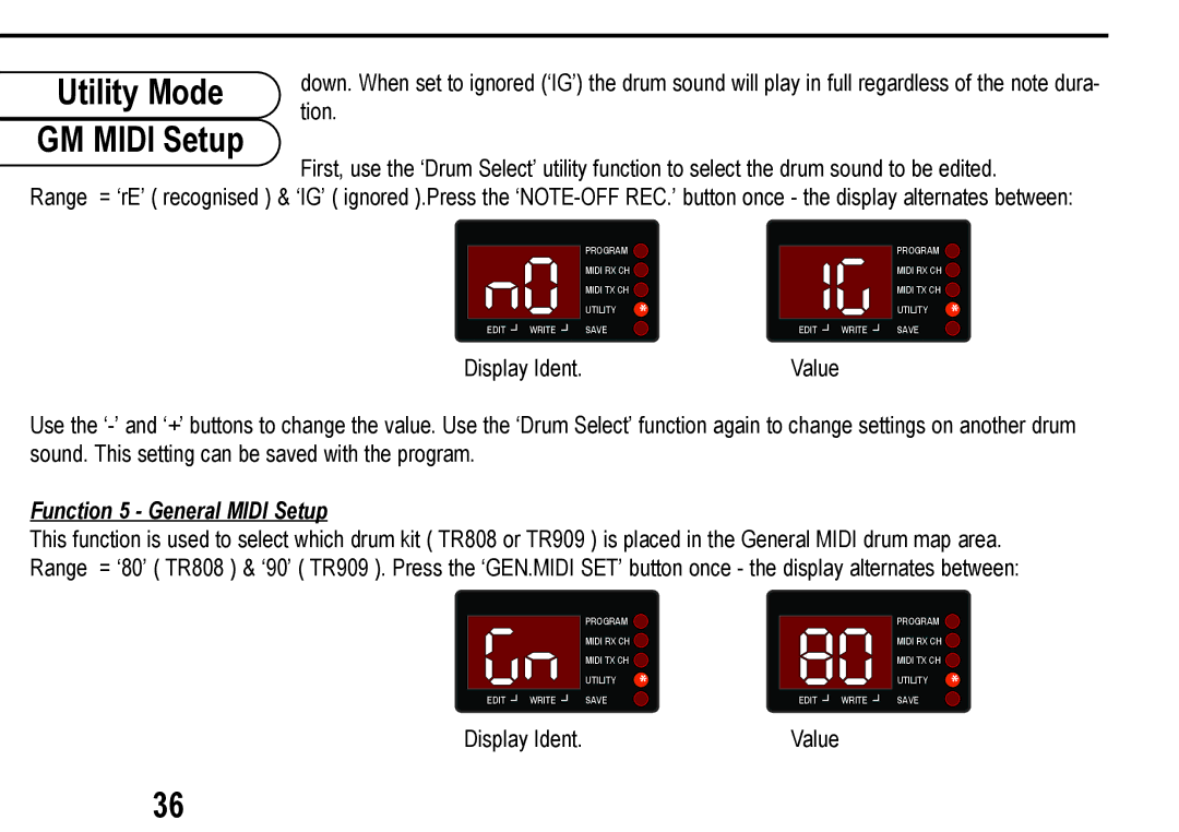 Roland D Station user manual GM Midi Setup, Tion, Function 5 General Midi Setup 