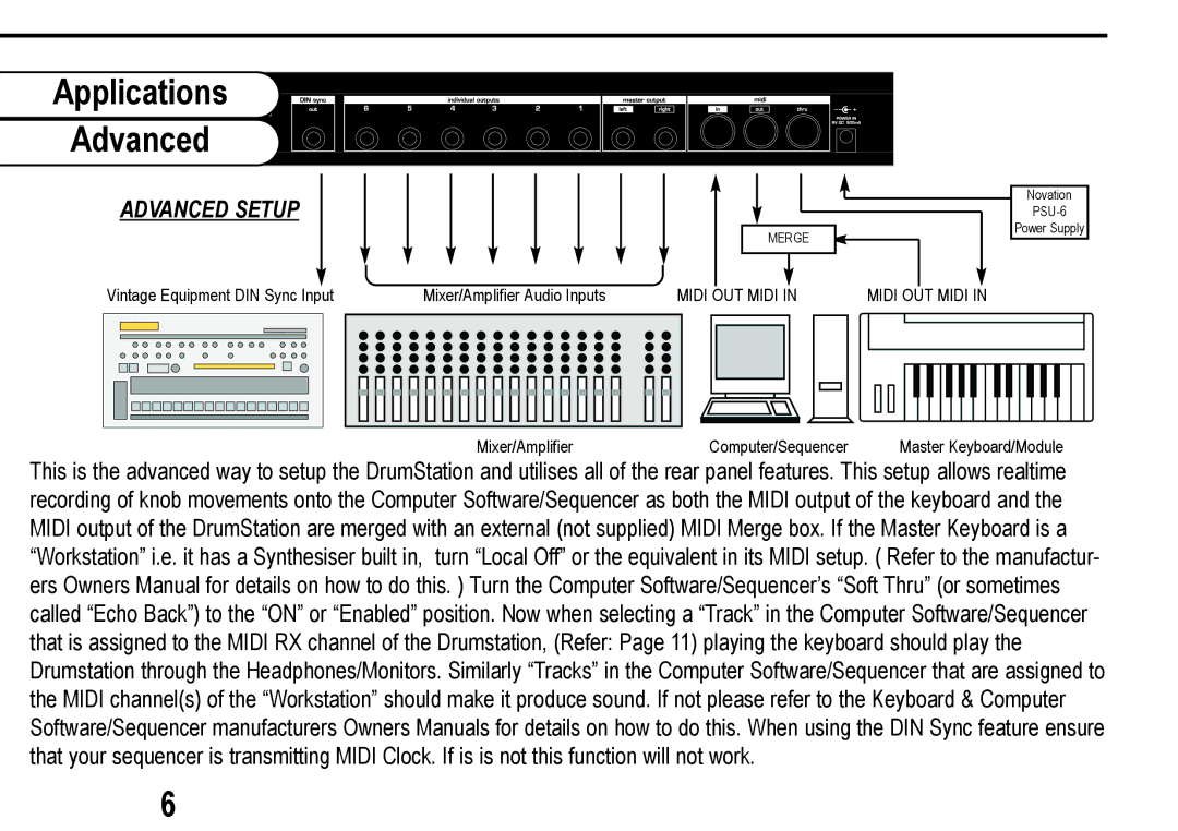 Roland D Station user manual Applications Advanced, Advanced Setup 