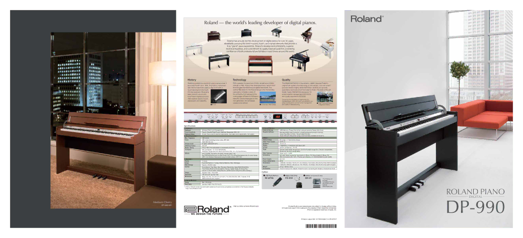 Roland DP990F specifications Touch Sensitivity, Keyboard Mode, Sound Generator Max. Polyphony, Tones, Temperament 