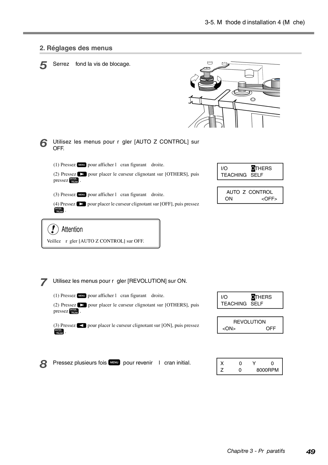 Roland EGX-400, EGX-600 manual Réglages des menus 