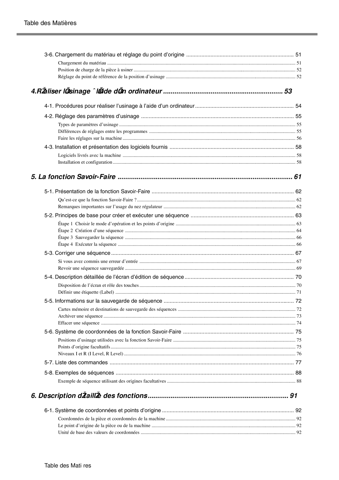 Roland EGX-600 Réaliser l’usinage à l’aide d’un ordinateur, La fonction Savoir-Faire, Description détaillée des fonctions 