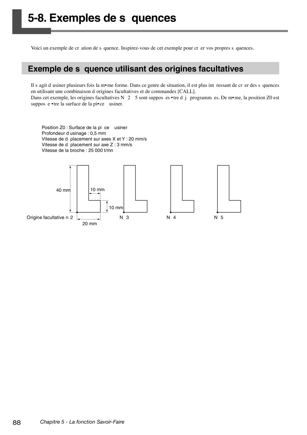 Roland EGX-600, EGX-400 manual Exemples de séquences, Exemple de séquence utilisant des origines facultatives, 10 mm 20 mm 