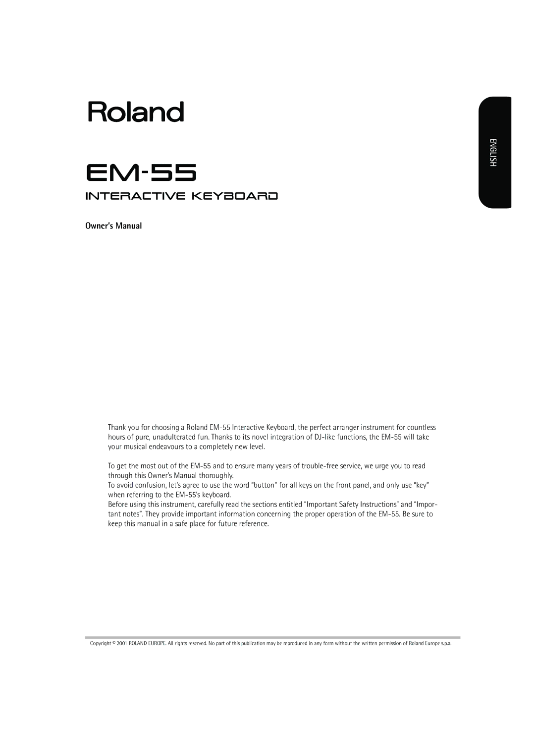 Roland EM-55 owner manual 