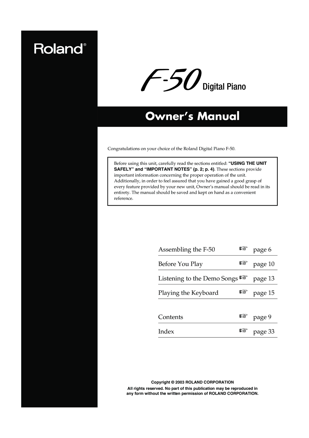 Roland F-50 owner manual 