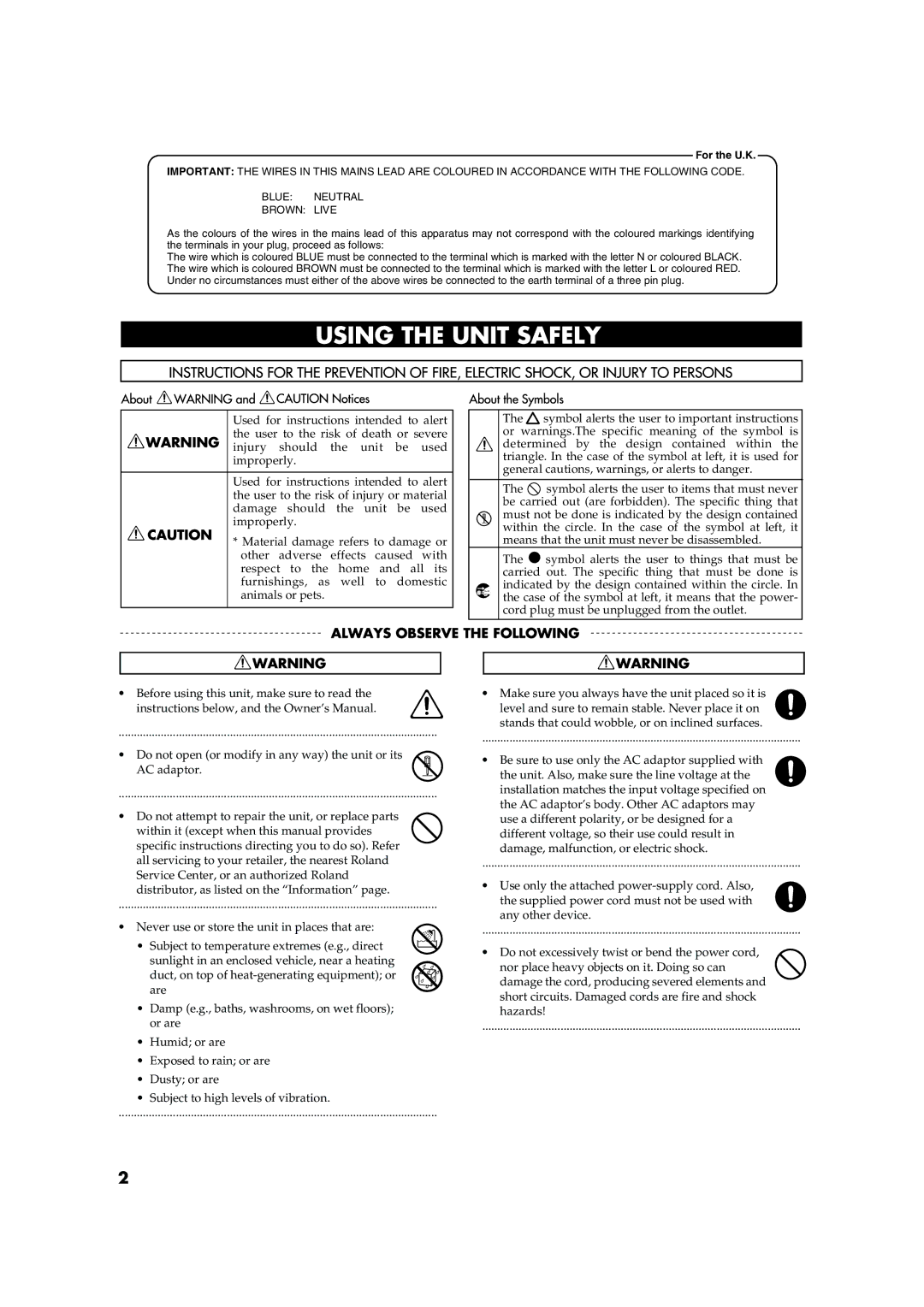 Roland F-50 owner manual For the U.K 