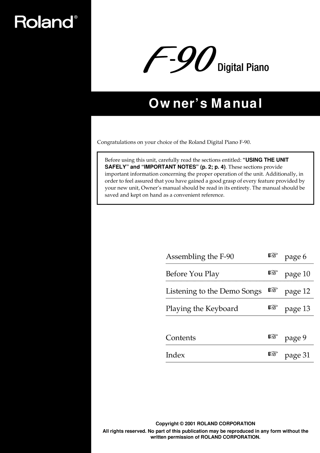 Roland F-90 owner manual 201a 