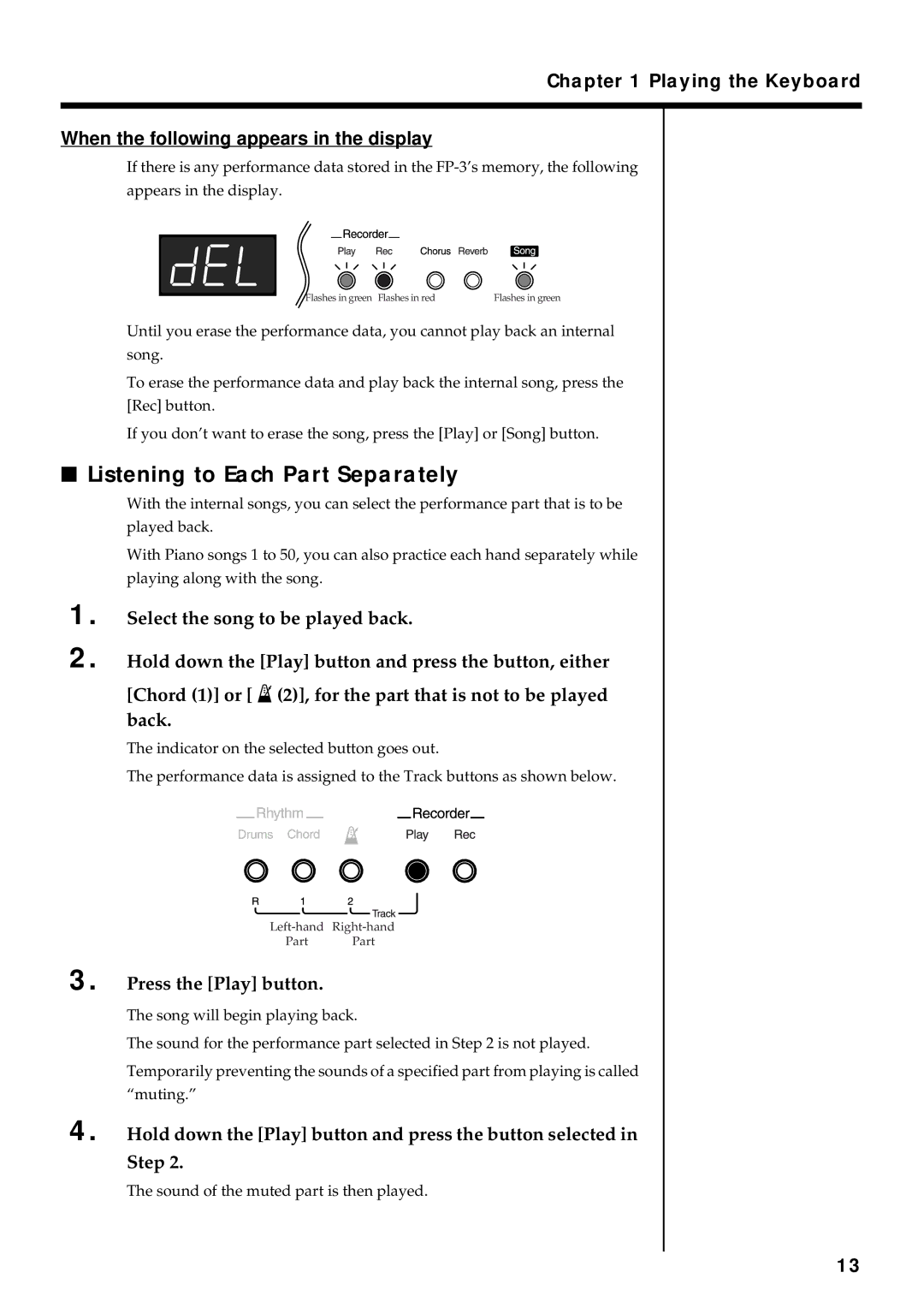 Roland FP-3 owner manual Playing the Keyboard 