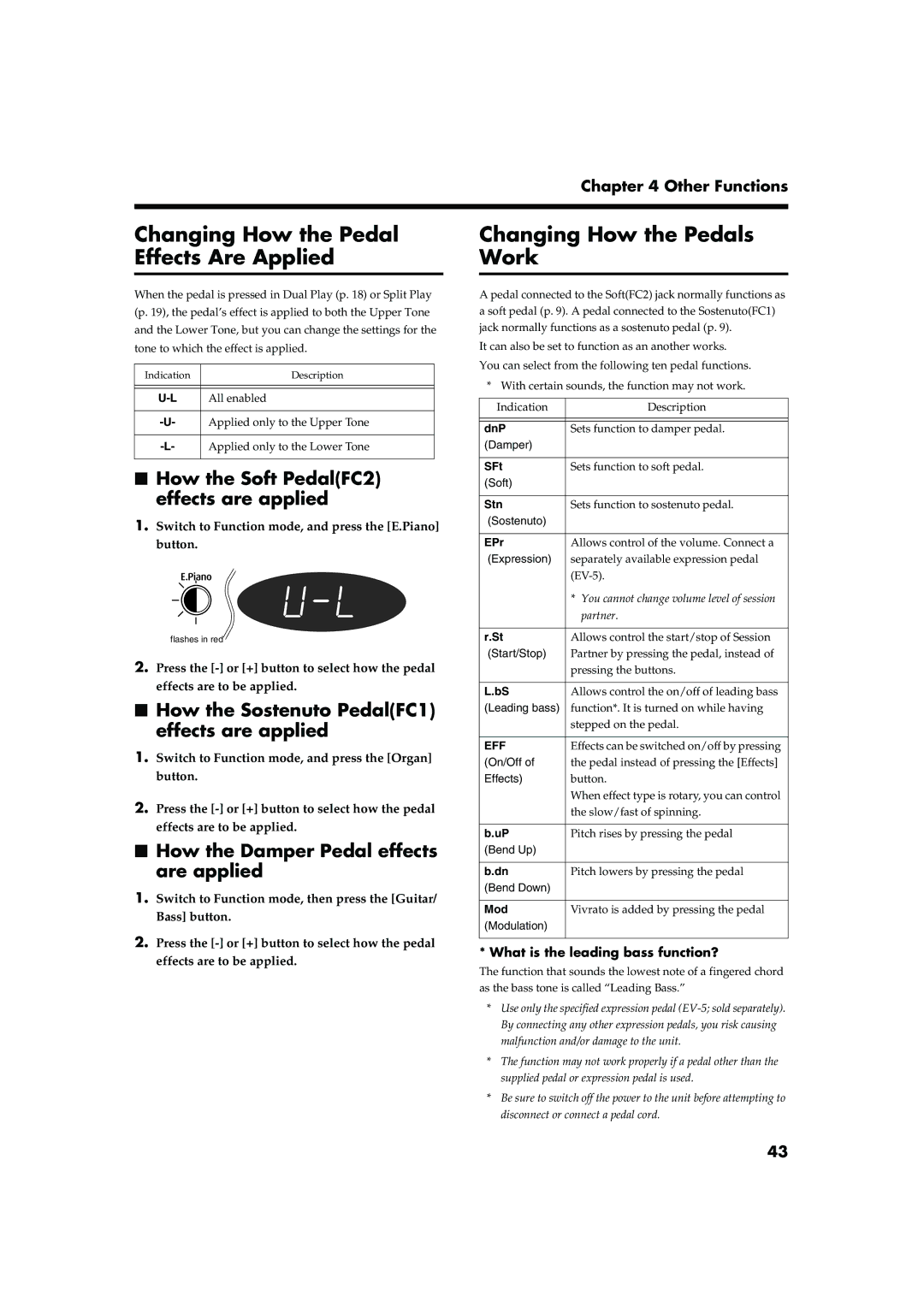 Roland FP-5 owner manual Changing How the Pedal Effects Are Applied, Changing How the Pedals Work 