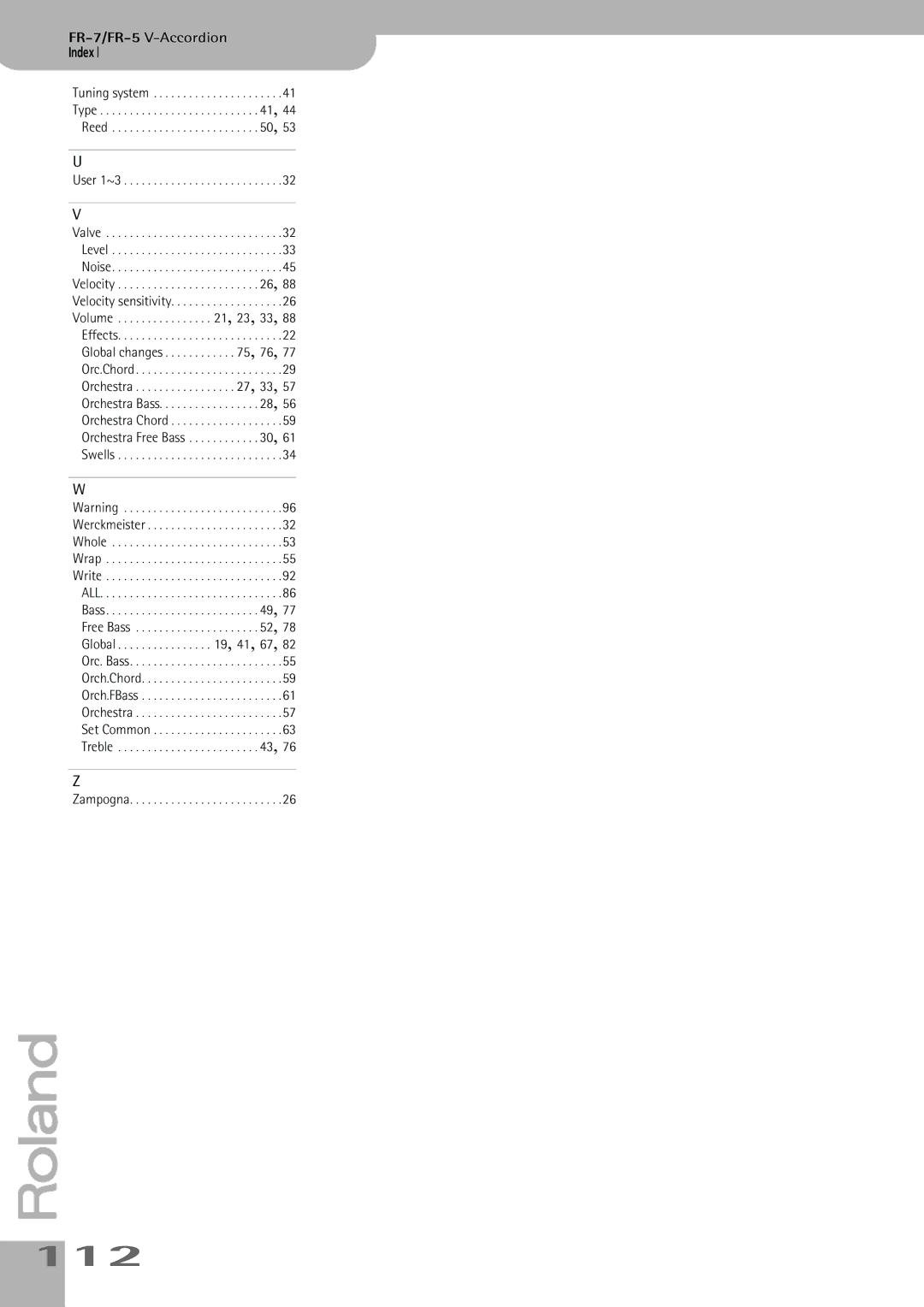 Roland FR-7, FR-5 owner manual 112, User 1~3 