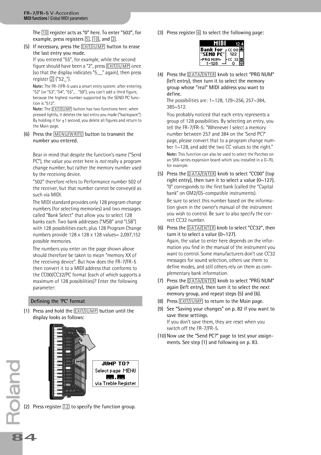 Roland FR-7, FR-5 owner manual Defining the ‘PC’ format 