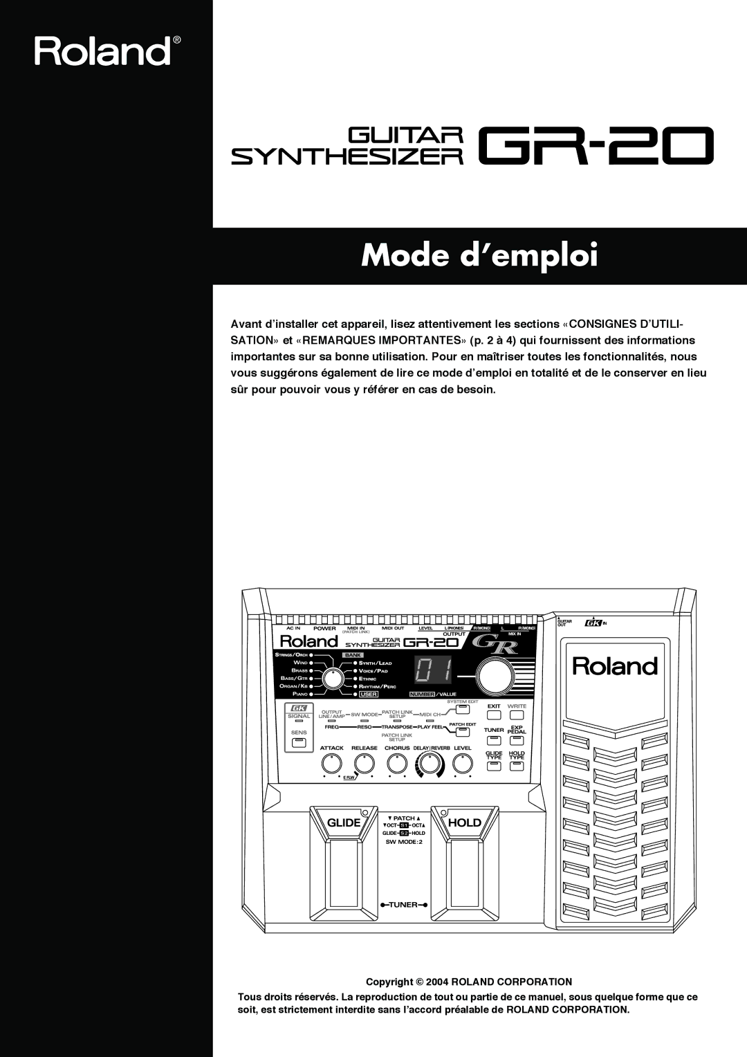 Roland GR-20 manual Mode d’emploi 