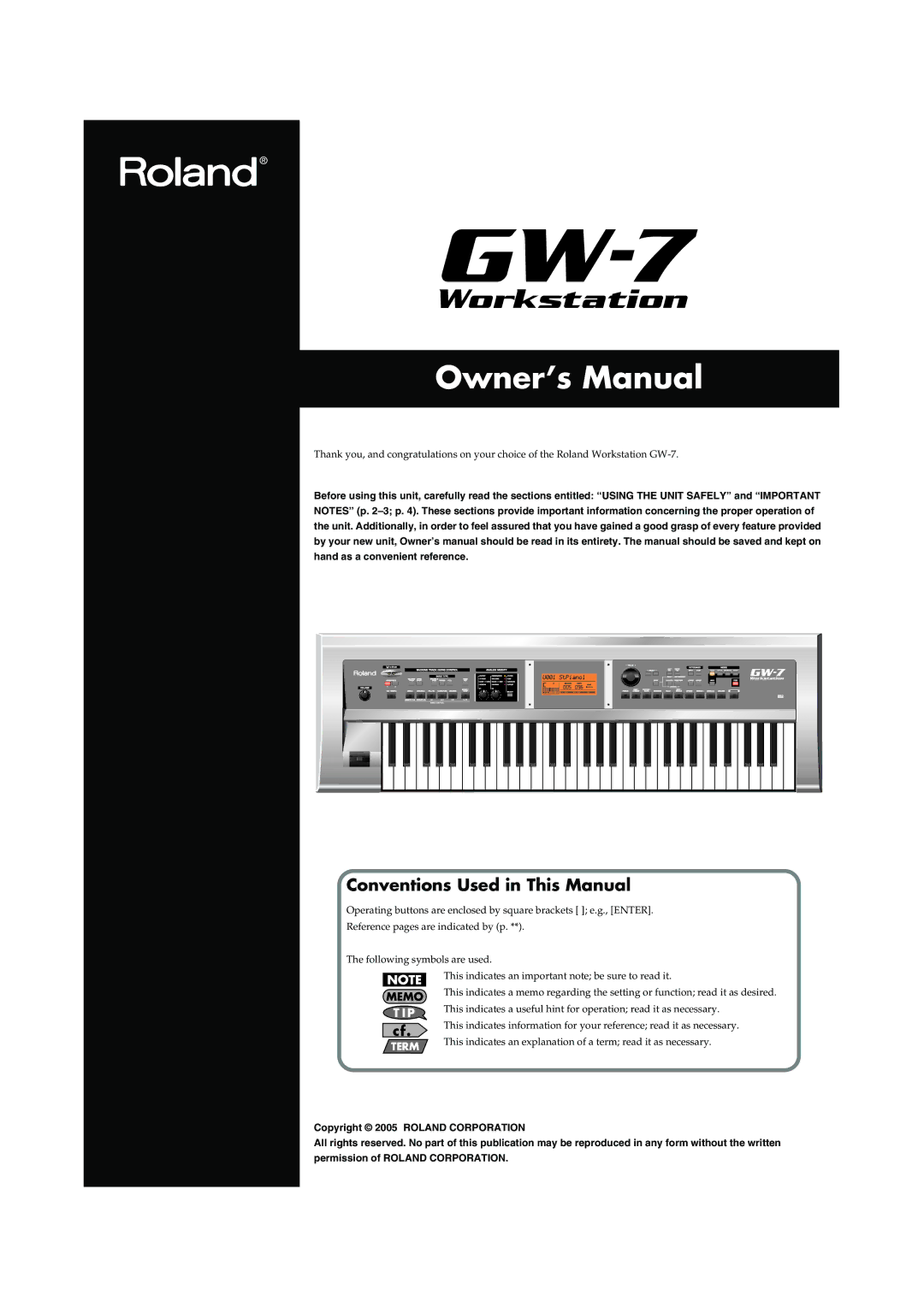 Roland GW-7 owner manual Conventions Used in This Manual 