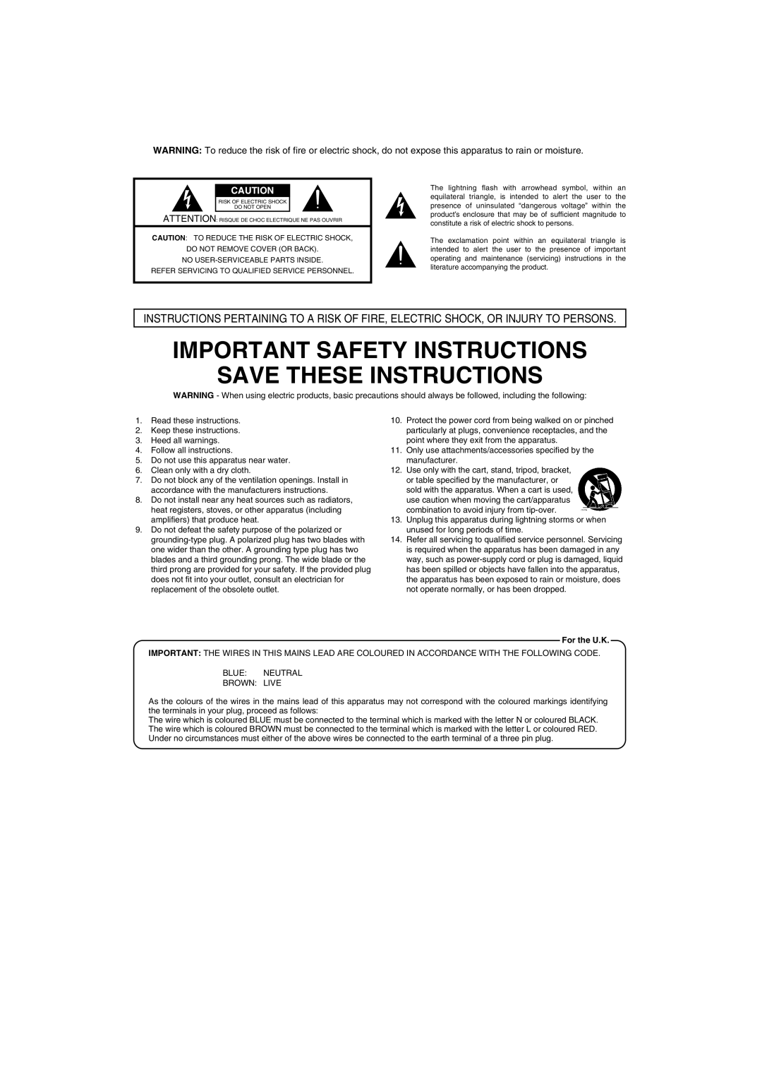 Roland HP101 owner manual Important Safety Instructions 