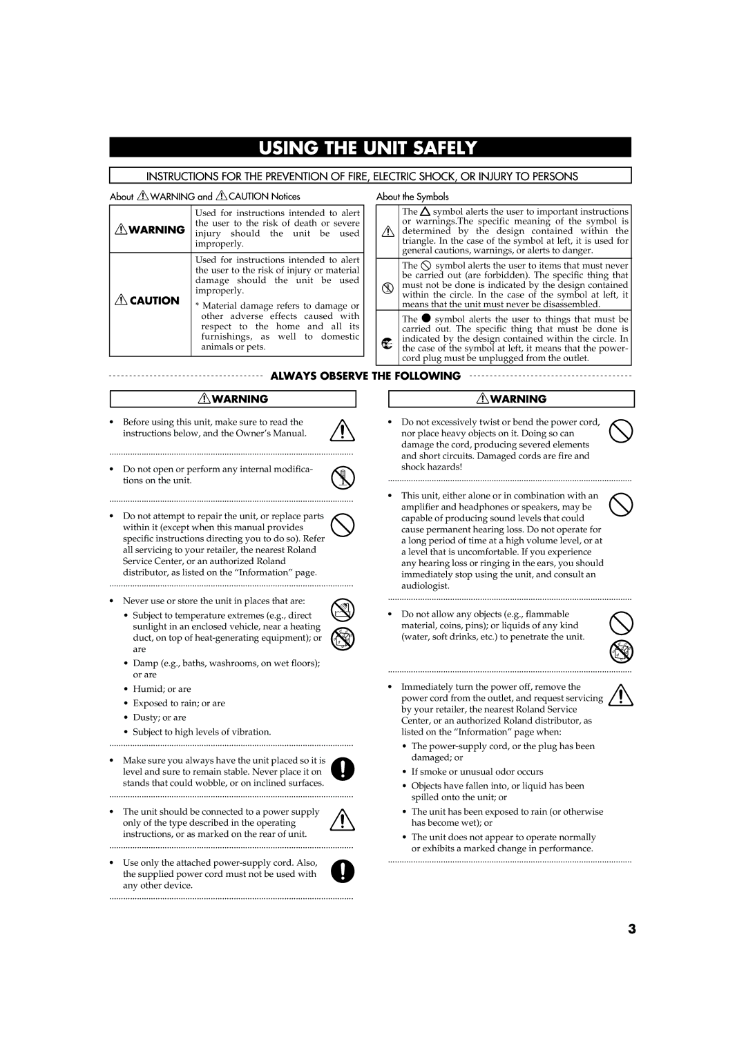 Roland HP101 owner manual 