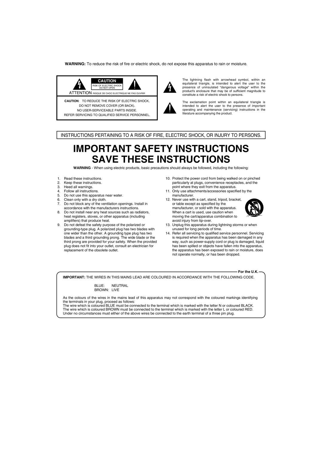 Roland HP103 owner manual Important Safety Instructions 