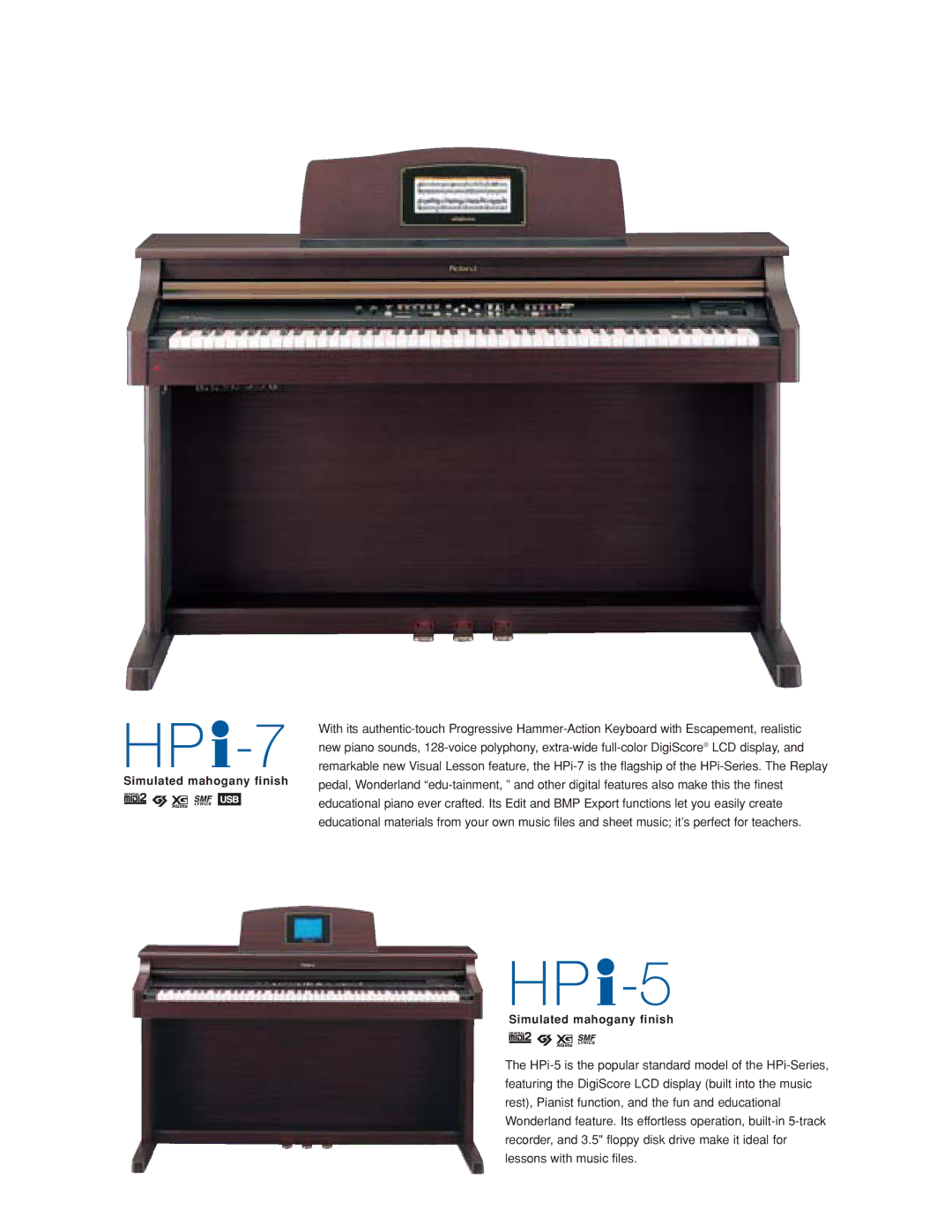 Roland HPi-5 manual Simulated mahogany finish 