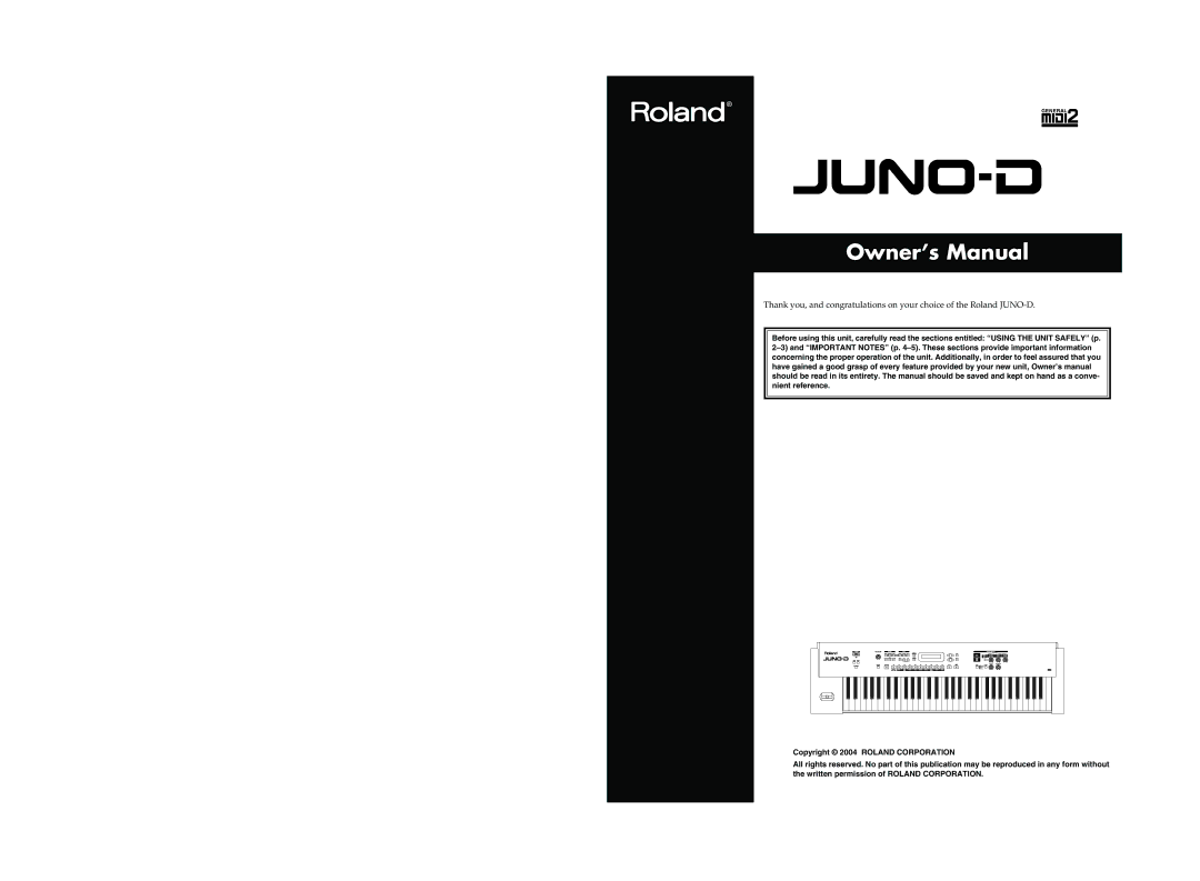 Roland JUNO-D owner manual 201a 202 