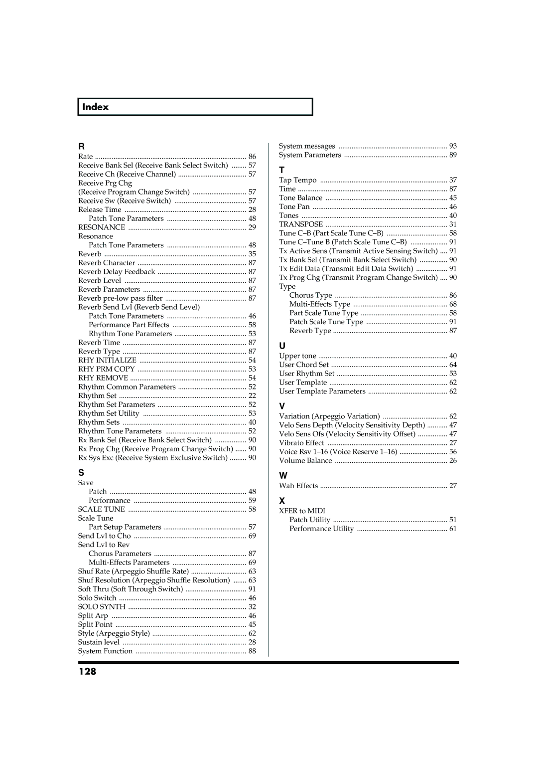 Roland JUNO-D owner manual 128, Transpose Resonance 