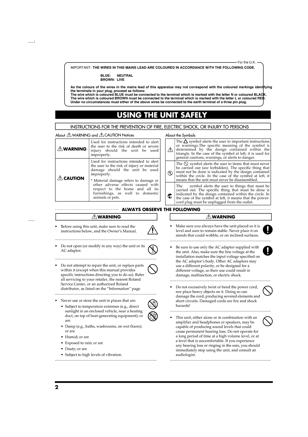 Roland JUNO-D owner manual For EU Countries, For the USA, For Canada 