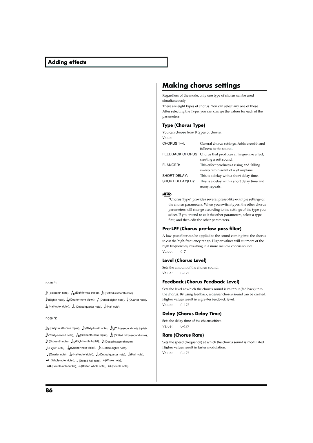 Roland JUNO-D owner manual Making chorus settings 