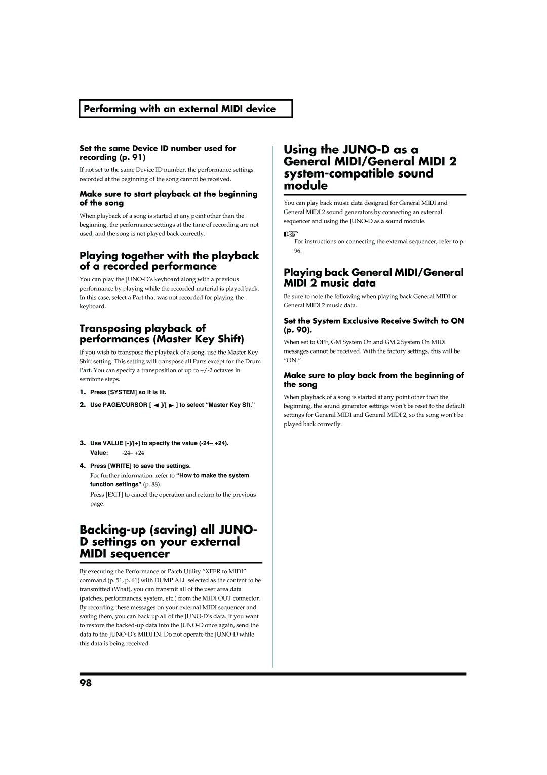 Roland owner manual Using the JUNO-D as a, General MIDI/General Midi, System-compatible sound, Module 