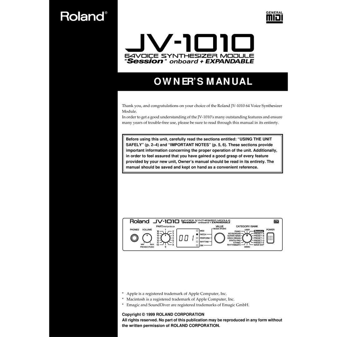 Roland JV-1010 owner manual 