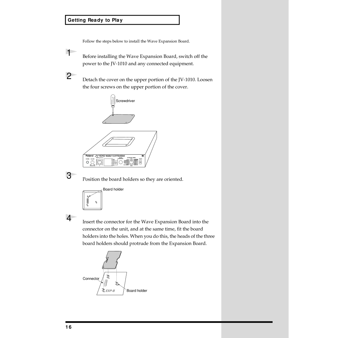 Roland JV-1010 owner manual Position the board holders so they are oriented, 03a.e 