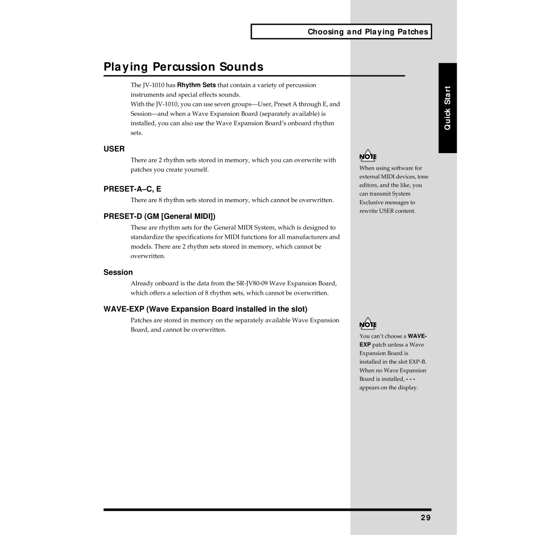 Roland JV-1010 owner manual Playing Percussion Sounds, PRESET-D GM General Midi 