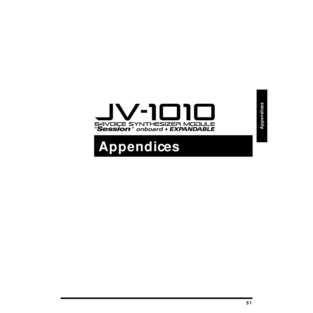 Roland JV-1010 owner manual Appendices 