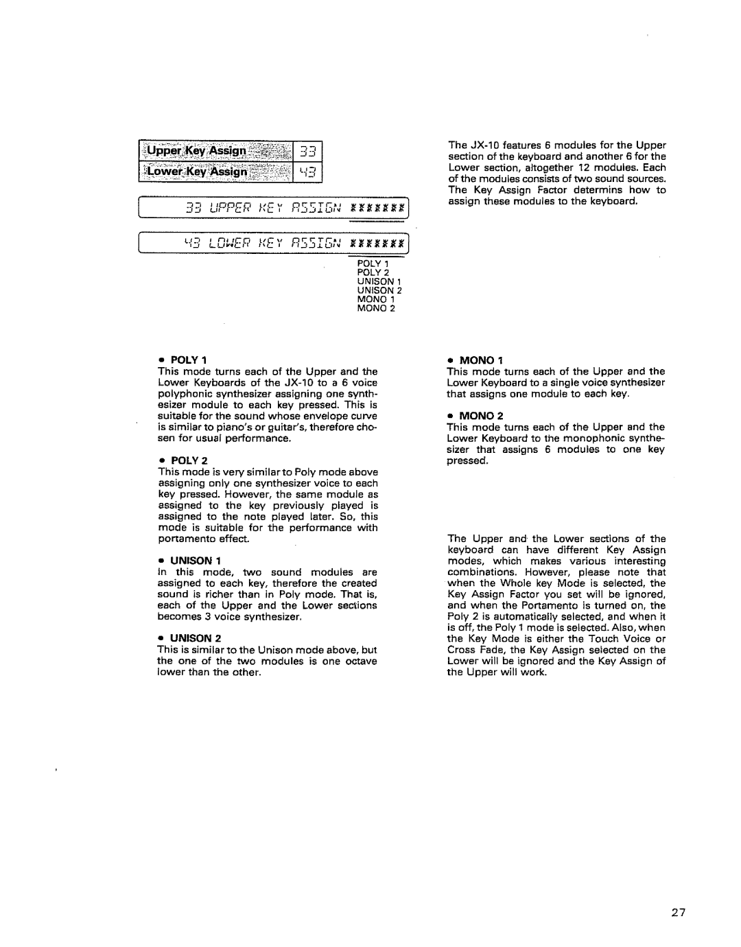 Roland JX-10 manual 