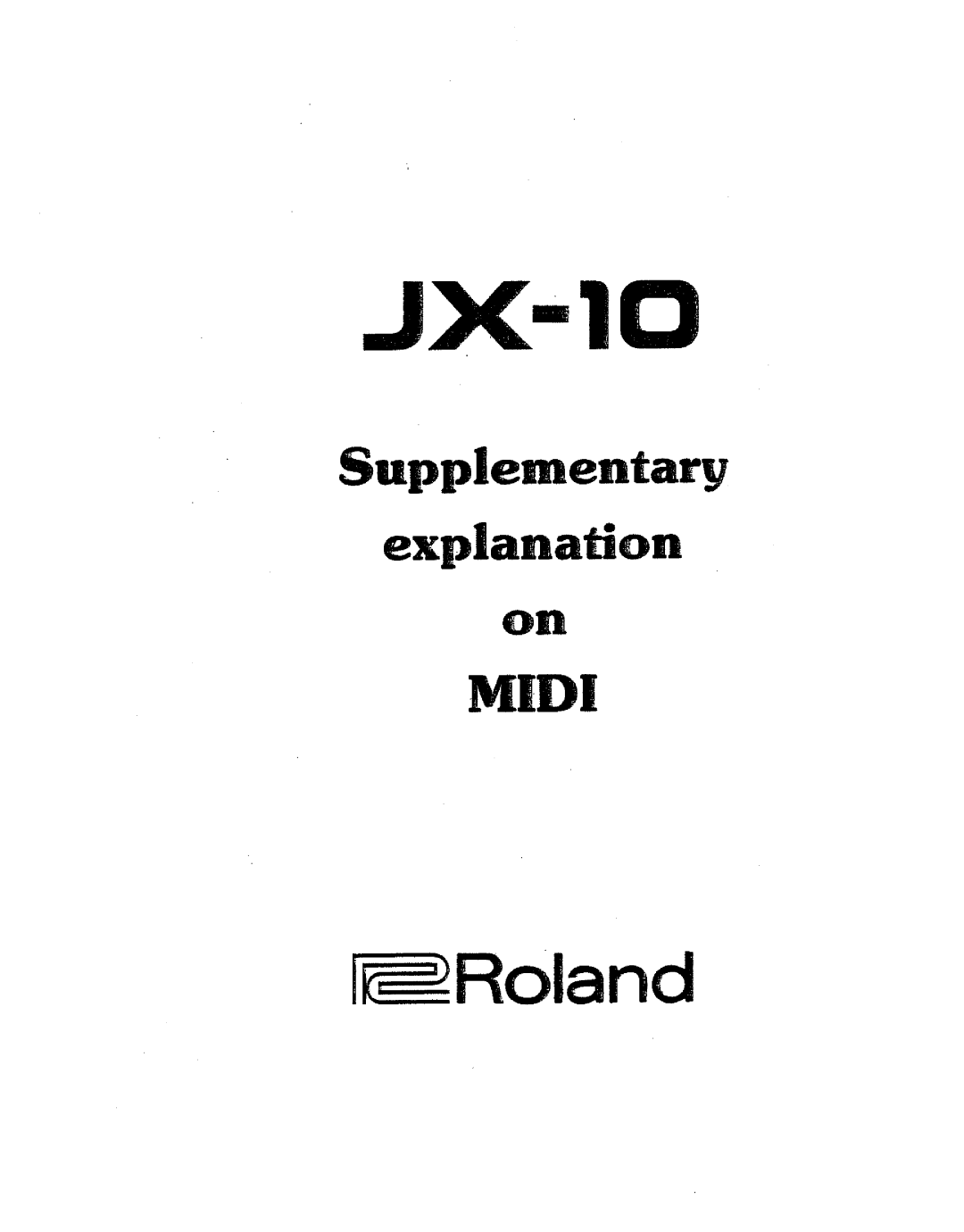 Roland JX-10 manual 