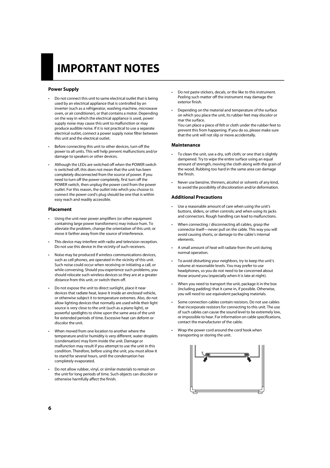 Roland KC-880 owner manual Important Notes 