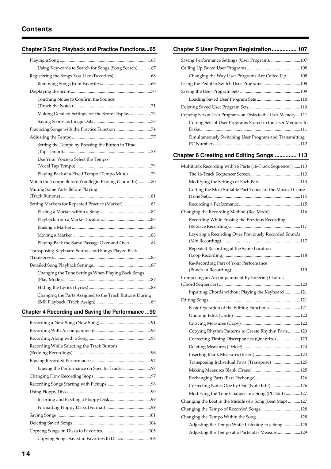 Roland KF-7 owner manual Contents 