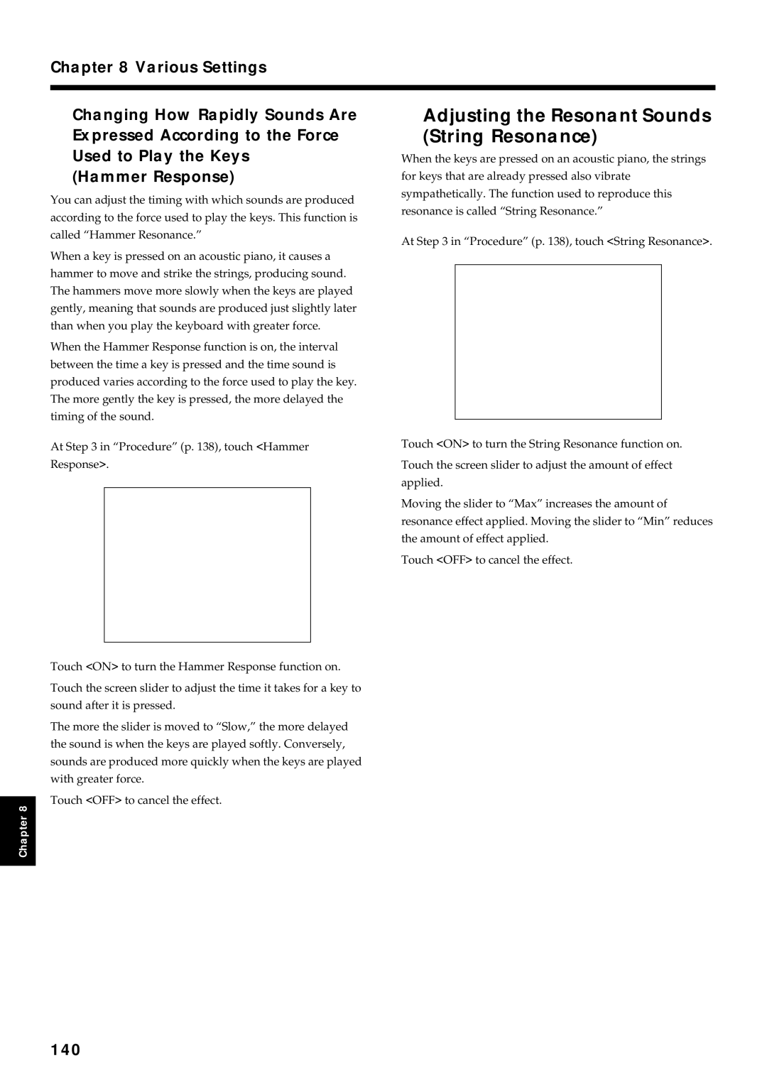 Roland KF-7 owner manual Adjusting the Resonant Sounds String Resonance, 140 