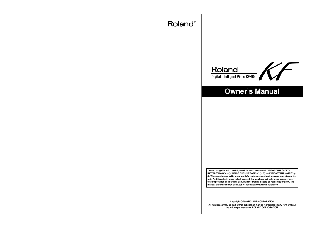 Roland KF-90 owner manual 