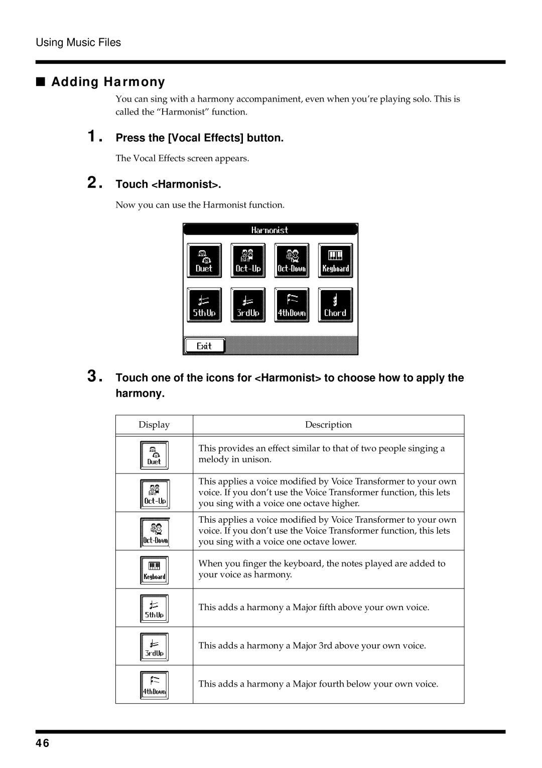 Roland KF-90 owner manual Adding Harmony, Touch Harmonist 